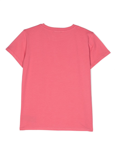 Shop Balmain Metallic Logo-stamp Cotton T-shirt In Pink