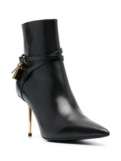 Tom Ford Lock 105mm Calfskin Ankle Booties In Schwarz