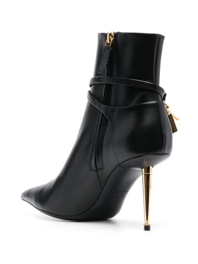Tom Ford Lock 105mm Calfskin Ankle Booties In Schwarz