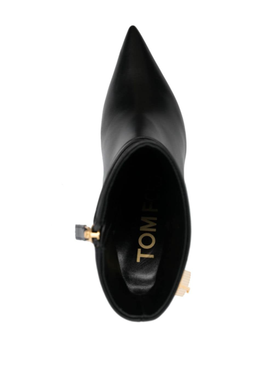 Tom Ford Lock 105mm Calfskin Ankle Booties In Schwarz