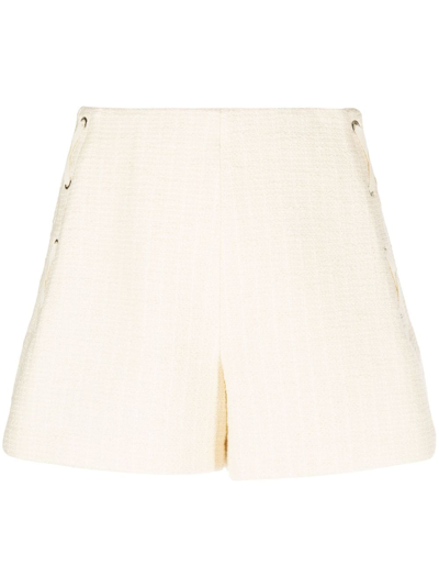 Shop Maje Flared Tweed Shorts In Neutrals