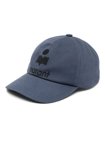 Shop Isabel Marant Embroidered-logo Cotton Cap In Blau
