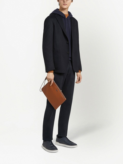 Zegna Trofeo Single-breasted Cashmere Jacket In Blue