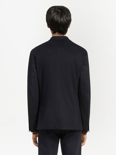 Zegna Trofeo Single-breasted Cashmere Jacket In Blue