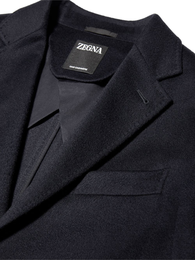Zegna Trofeo Single-breasted Cashmere Jacket In Blue