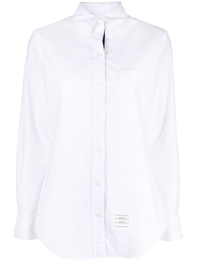 Shop Thom Browne Button-down Cotton Oxford Shirt In White
