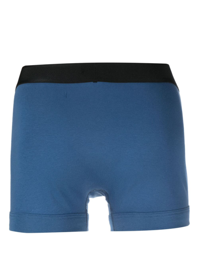 Shop Tom Ford Logo-waistband Cotton Boxers In Blue