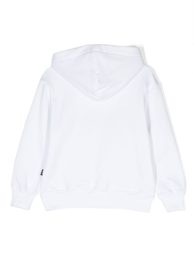 Shop Msgm Logo-print Cotton Hoodie In White