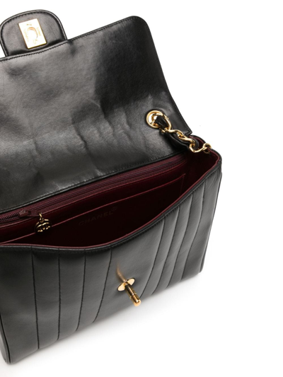 Pre-owned Chanel 1992 Mademoiselle Classic Flap Shoulder Bag In Black