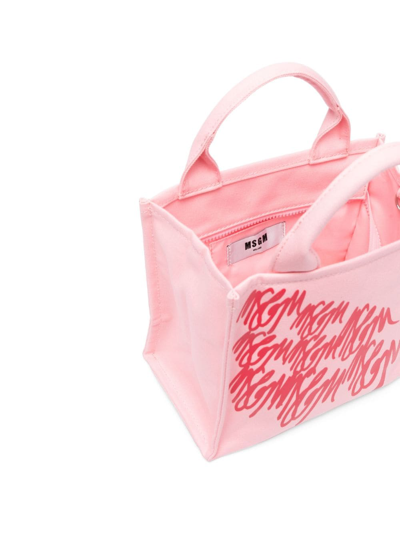 Shop Msgm Logo-print Tote Bag In Pink