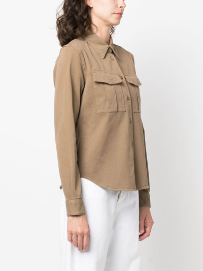 Shop Aspesi Long-sleeve Cotton Shirt In Brown