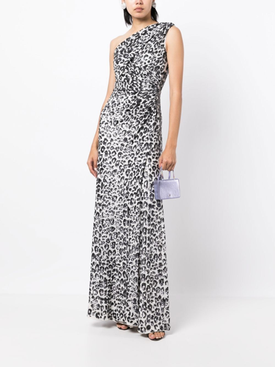 Jenny Packham Mara Leopard Sequin One-shoulder Gown In White