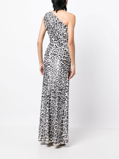 Jenny Packham Mara Leopard Sequin One-shoulder Gown In White