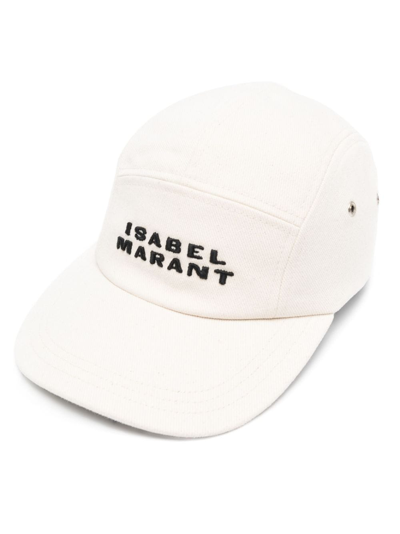 Shop Isabel Marant Logo-embroidered Cotton Cap In Neutrals