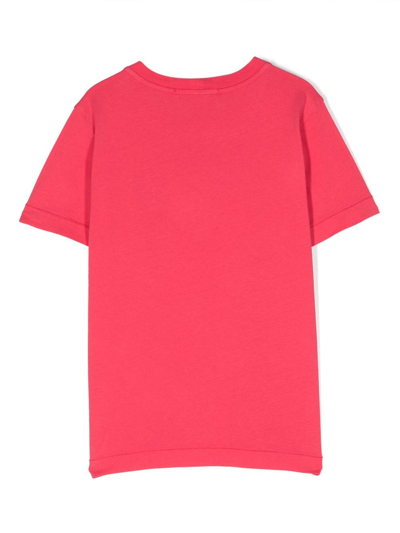 Shop Stone Island Junior Compass Logo-patch Cotton T-shirt In Pink
