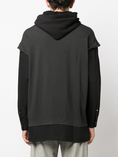 Shop Mm6 Maison Margiela Long-sleeve Layered Hooded T-shirt In Black