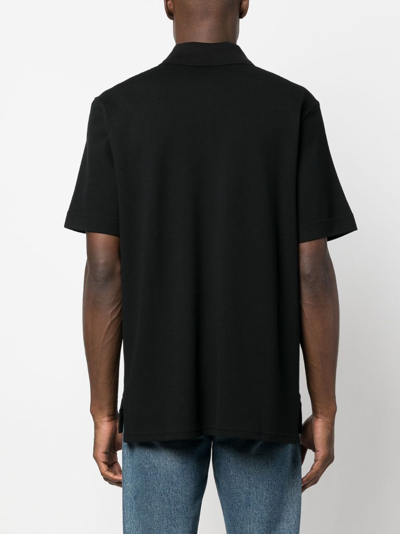 Shop Lanvin Logo-embroidered Cotton Polo Shirt In Black