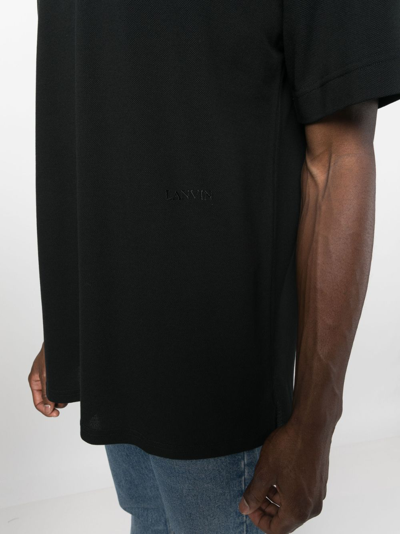 Shop Lanvin Logo-embroidered Cotton Polo Shirt In Black