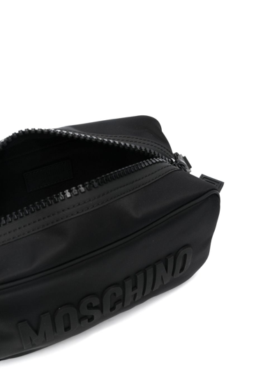 Shop Moschino Logo-print Wash Bag In Black