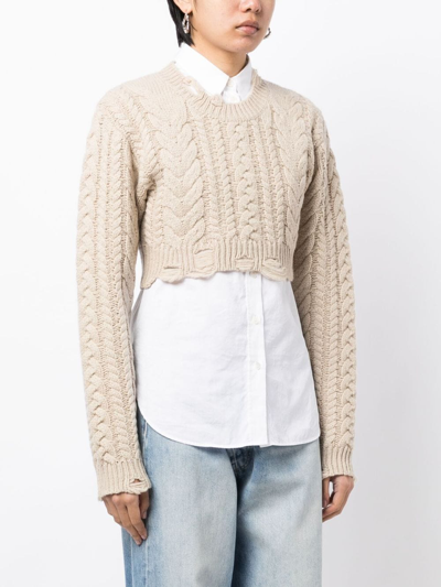 Shop R13 Cable-knit Cropped Jumper In Neutrals