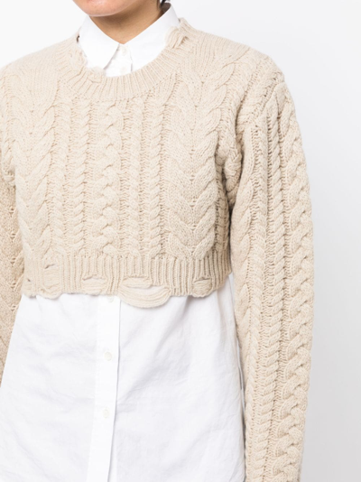 Shop R13 Cable-knit Cropped Jumper In Neutrals