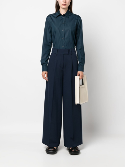 Aspesi Long-sleeved Button-up Shirt In Blue