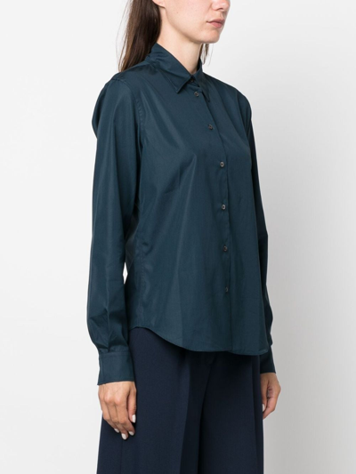 Aspesi Long-sleeved Button-up Shirt In Blue