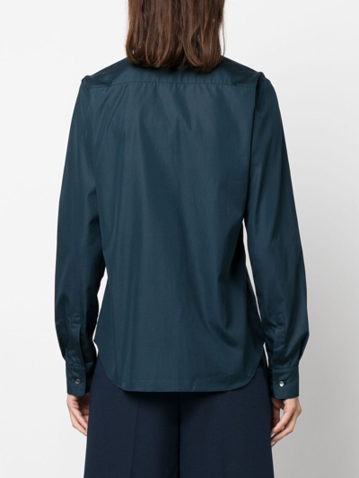 Aspesi Long-sleeved Button-up Shirt In Blue