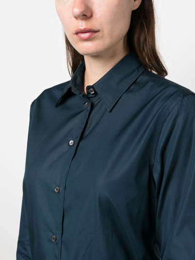 Aspesi Long-sleeved Button-up Shirt In Blue