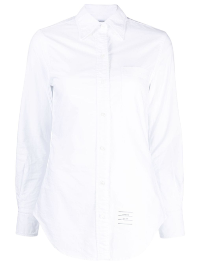 Shop Thom Browne Logo-appliqué Cotton Shirt In White