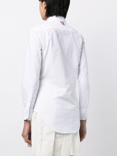 Shop Thom Browne Logo-appliqué Cotton Shirt In White