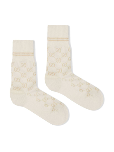 Shop Gucci Gg Supreme Knitted Socks In White