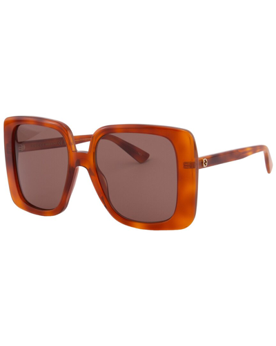 Shop Gucci Women's Gg1314s 55mm Sunglasses In Brown