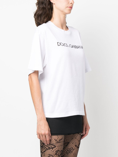 Shop Dolce & Gabbana Logo-print Cotton T-shirt In White