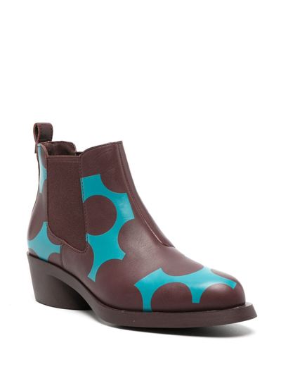Camper Bonnie 50mm Calf-suede Ankle Boots In Red