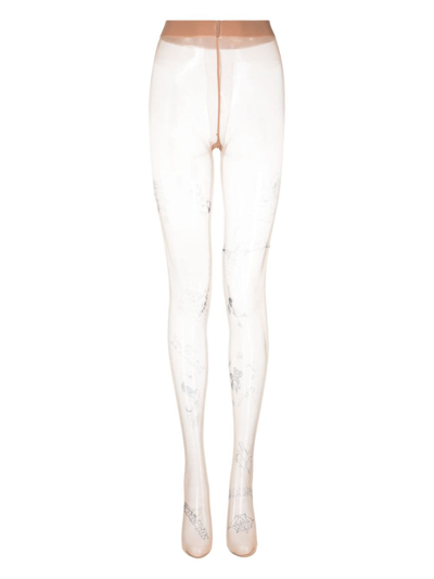 Shop Vetements X Wolford Tattoo-print Tights In Neutrals