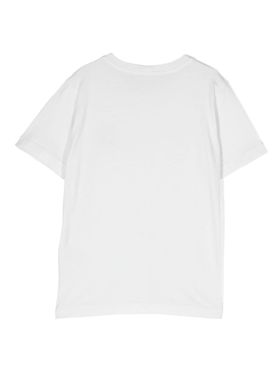 Stone Island Teen Logo-parch Cotton T-shirt In White