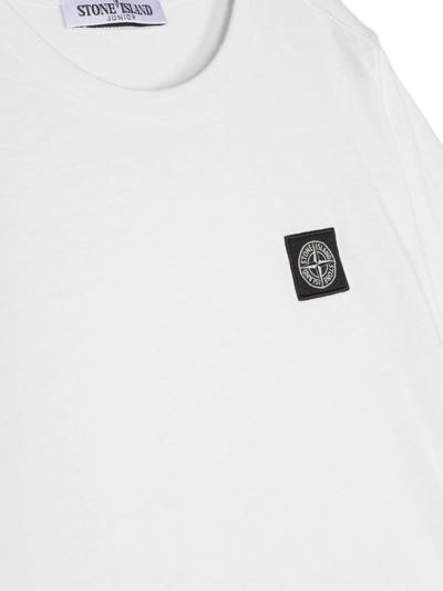 Shop Stone Island Junior Compass-motif Cotton T-shirt In White