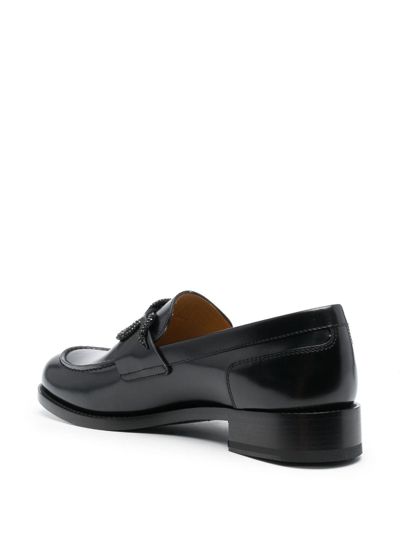 Shop René Caovilla Crystal-embellished Leather Loafers In Black