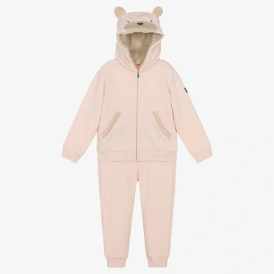 Shop Il Gufo Girls Pink Cotton Teddy Bear Tracksuit