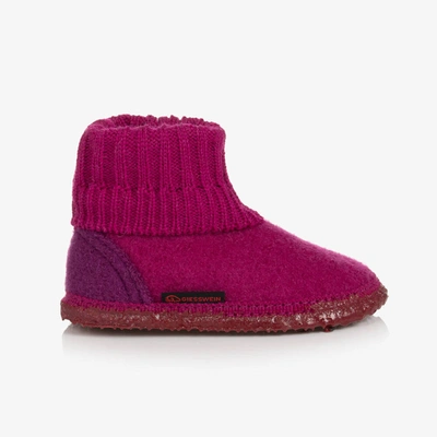 Shop Giesswein Girls Fuchsia Pink Felted Wool Slippers