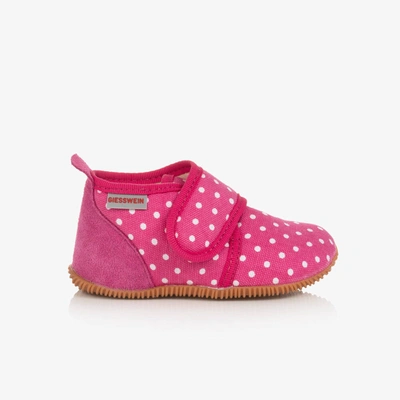 Shop Giesswein Girls Pink Cotton Polka Dot Slippers