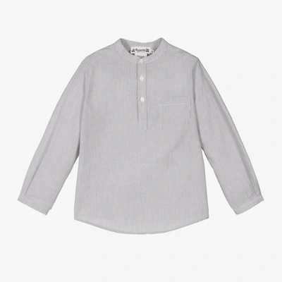 Shop Bonpoint Boys Grey Cotton Striped Shirt