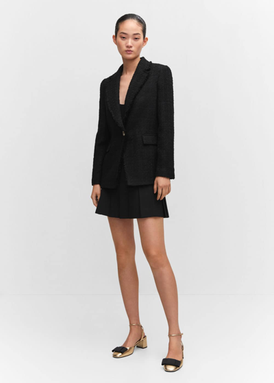 Shop Mango Tweed Jacket With Jewel Button Black