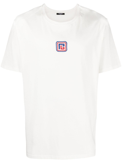 Shop Balmain Pb Crew-neck T-shirt In Weiss