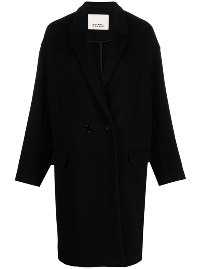 Shop Isabel Marant Doppelreihiger Mantel In Black