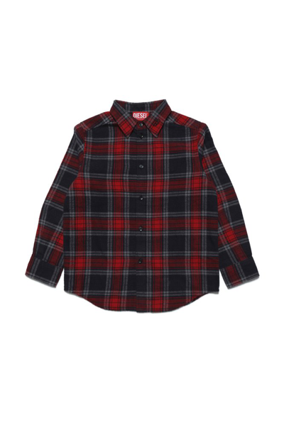 Shop Diesel Kids Cumbe Checked Buttoned Shirt In Multi
