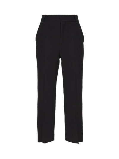 Shop Chloé Cropped Tailored Trousers In Black