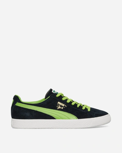 Shop Puma Clyde Clydezilla Mij Sneakers Navy / Lime In Blue
