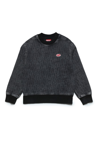 Shop Diesel Kids Skrib Logo Patch Crewneck Sweatshirt In Grey